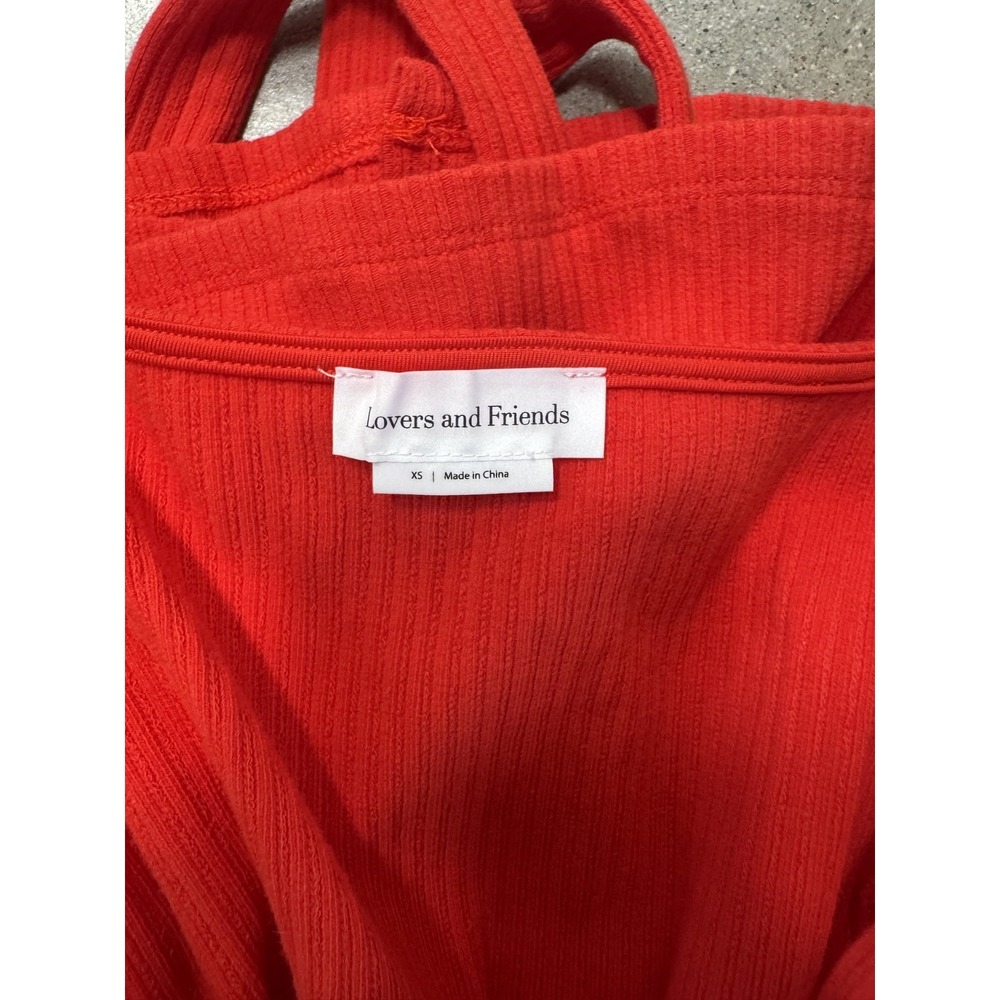 Lovers and Friends Red Strappy Button Tie-Waist Mini Dress Beach Vacation Sz XS - Picture 4 of 4